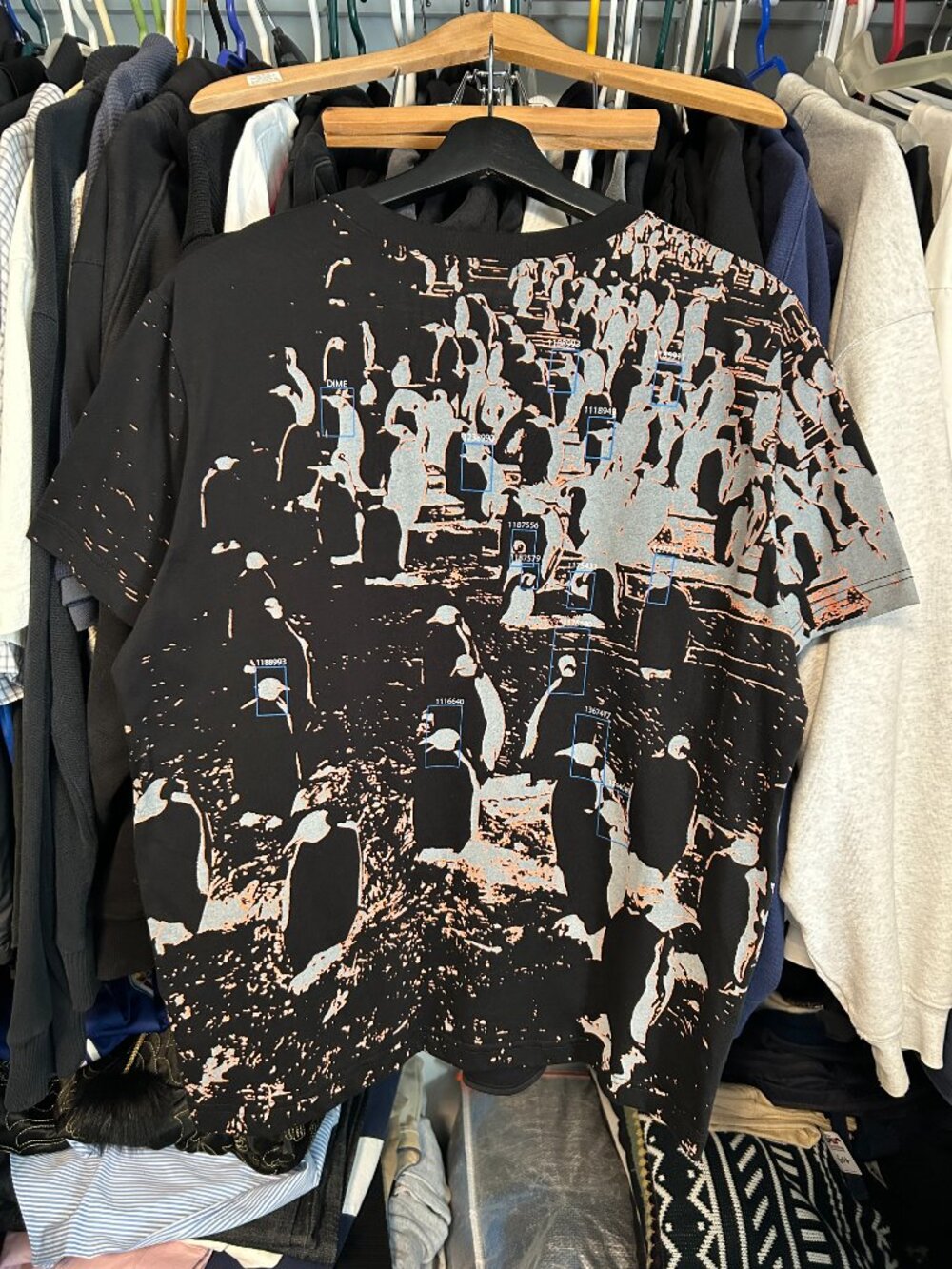 Dime Black and White AOP Skater Penguins Graphic Tee Brand New - Size M
